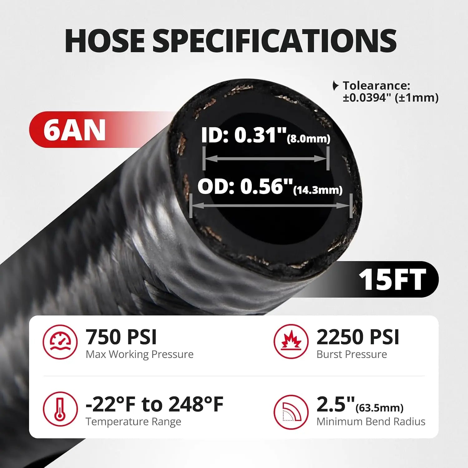 EVILENERGY EVIL ENERGY 6AN CPE Transmission Cooler Line Kit 15FT for 4L80E Fuel Line | CPE Inner Tube with 304 Stainless Steel Braid and Nylon Cover, Design for High Pressure, Heat Resistance & Durability
