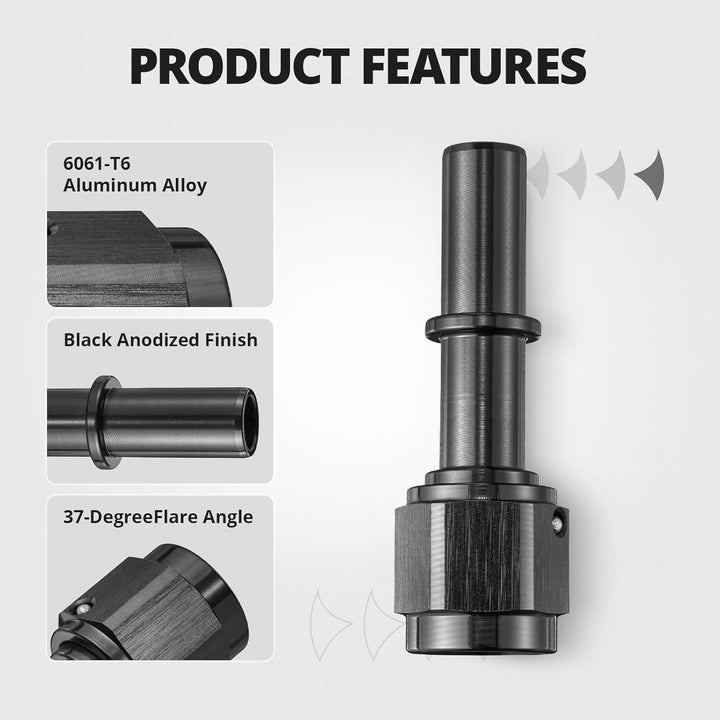 EVIL ENERGY 6/8AN Female to SAE Quick Disconnect EFI Ls Swap Fitting Adapter, Black Aluminum - EVILENERGY