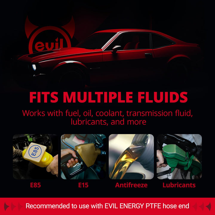 EVIL ENERGY 10AN PTFE Fuel Line Kit, E85 Stainless Steel Braided PTFE Fuel Hose 30FT AN10 LS Swap EFI Fuel Line Fitting Kit - EVILENERGY