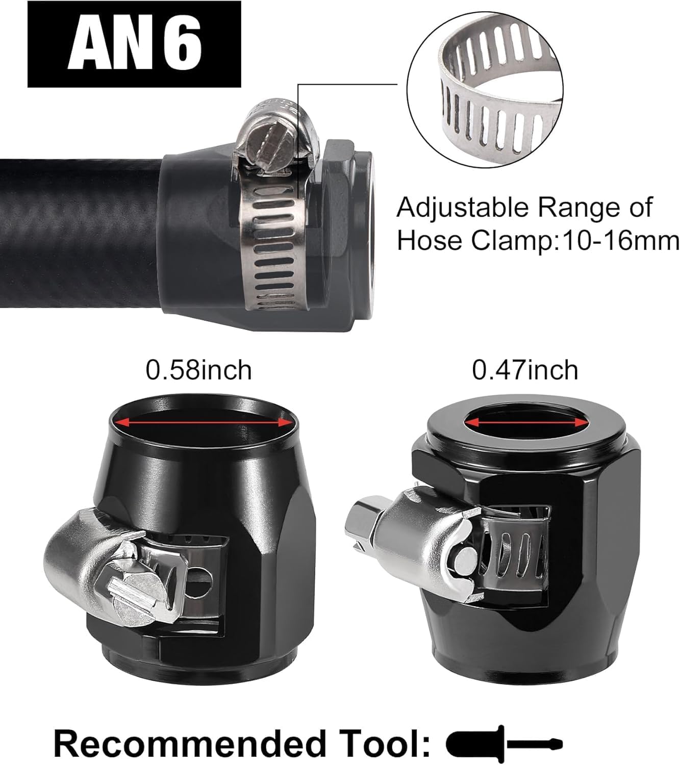 EVIL ENERGY 6AN Fuel Line Kit, with 6AN Hose Finisher Clamp, AN6 Braided Nylon Fuel Hose CPE 3FT
