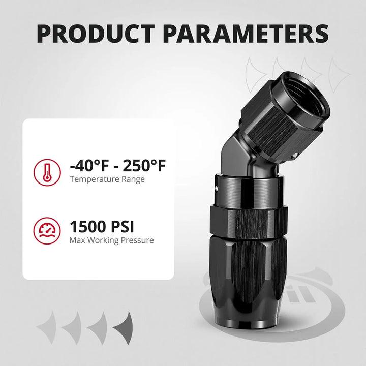 EVILENERGY EVIL ENERGY 6AN Hose End Fitting 45 Degree Swivel Low Profile Forged Aluminum for CPE Braided Line