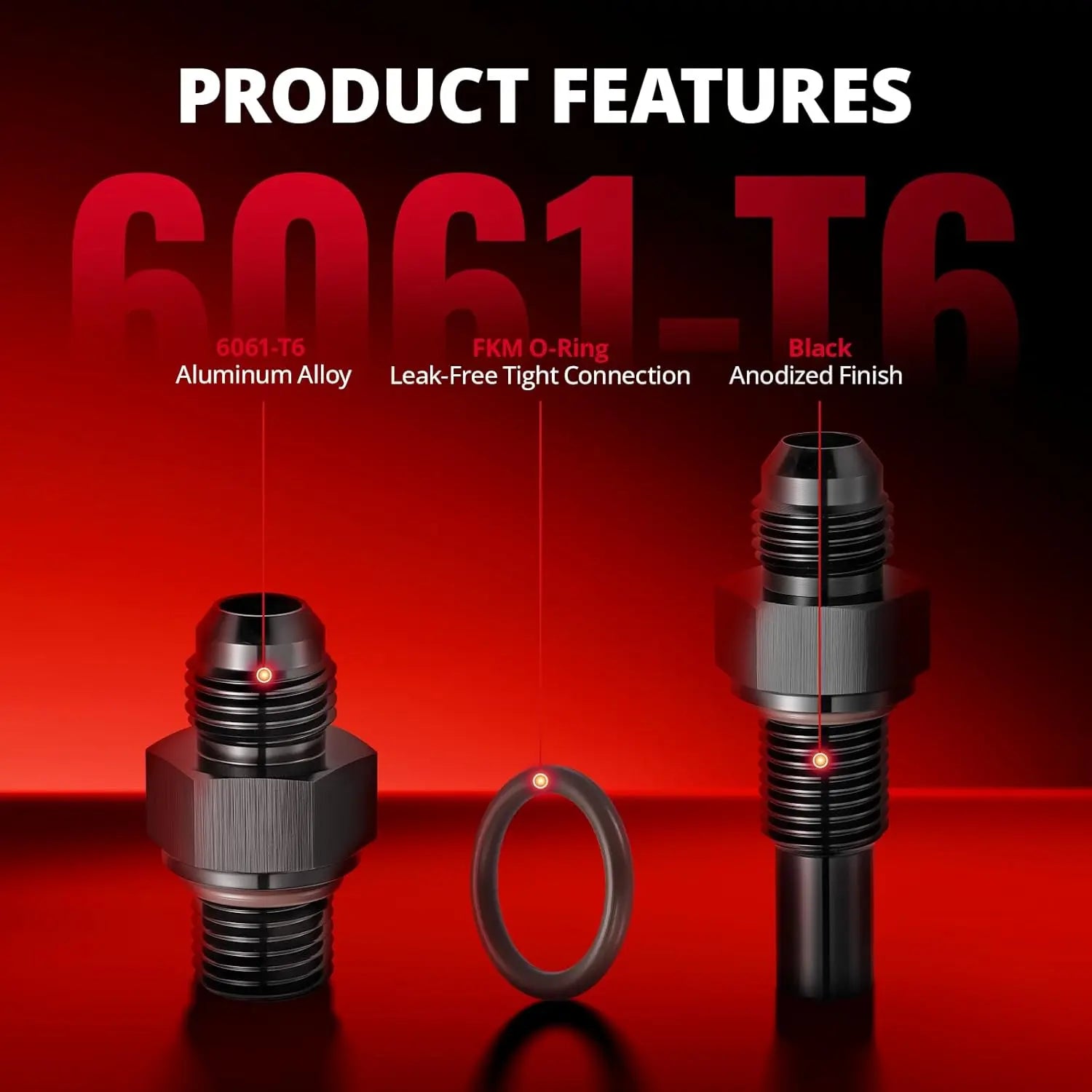 EVILENERGY EVIL ENERGY 6AN Male Flare to 1/4" NPSM Fitting, 4L80E Transmission Cooler Line AN Fittings, Aluminum, Fits 4L80E LS1 LM7 LR4 LQ4 LS6 L59 LQ9 LM4 L33 LS2 LH6 L92 L76 LS3 551124, Black, 2PCS