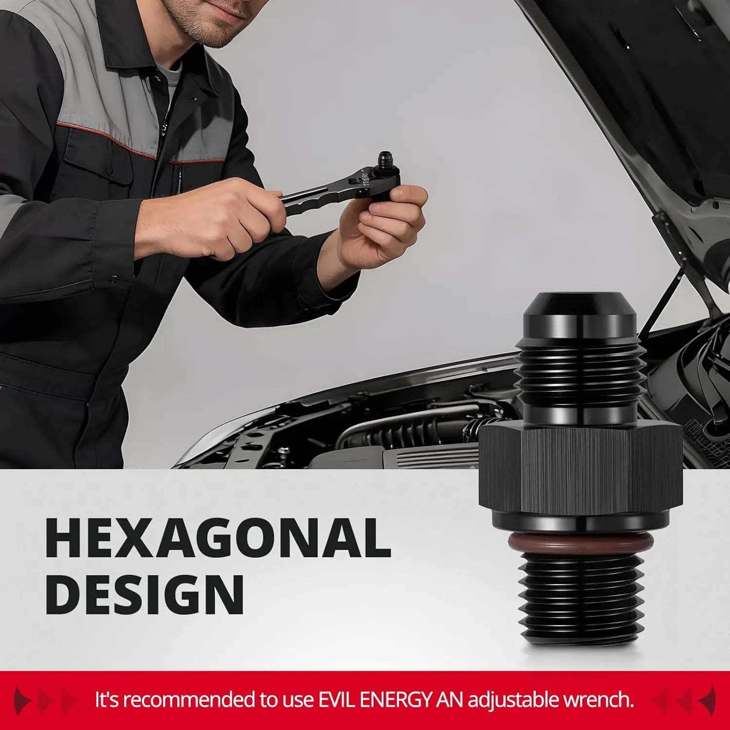 EVILENERGY EVIL ENERGY 6AN Male Flare to 1/4" NPSM Fitting, 4L80E Transmission Cooler Line AN Fittings, Aluminum, Fits 4L80E LS1 LM7 LR4 LQ4 LS6 L59 LQ9 LM4 L33 LS2 LH6 L92 L76 LS3 551124, Black, 2PCS