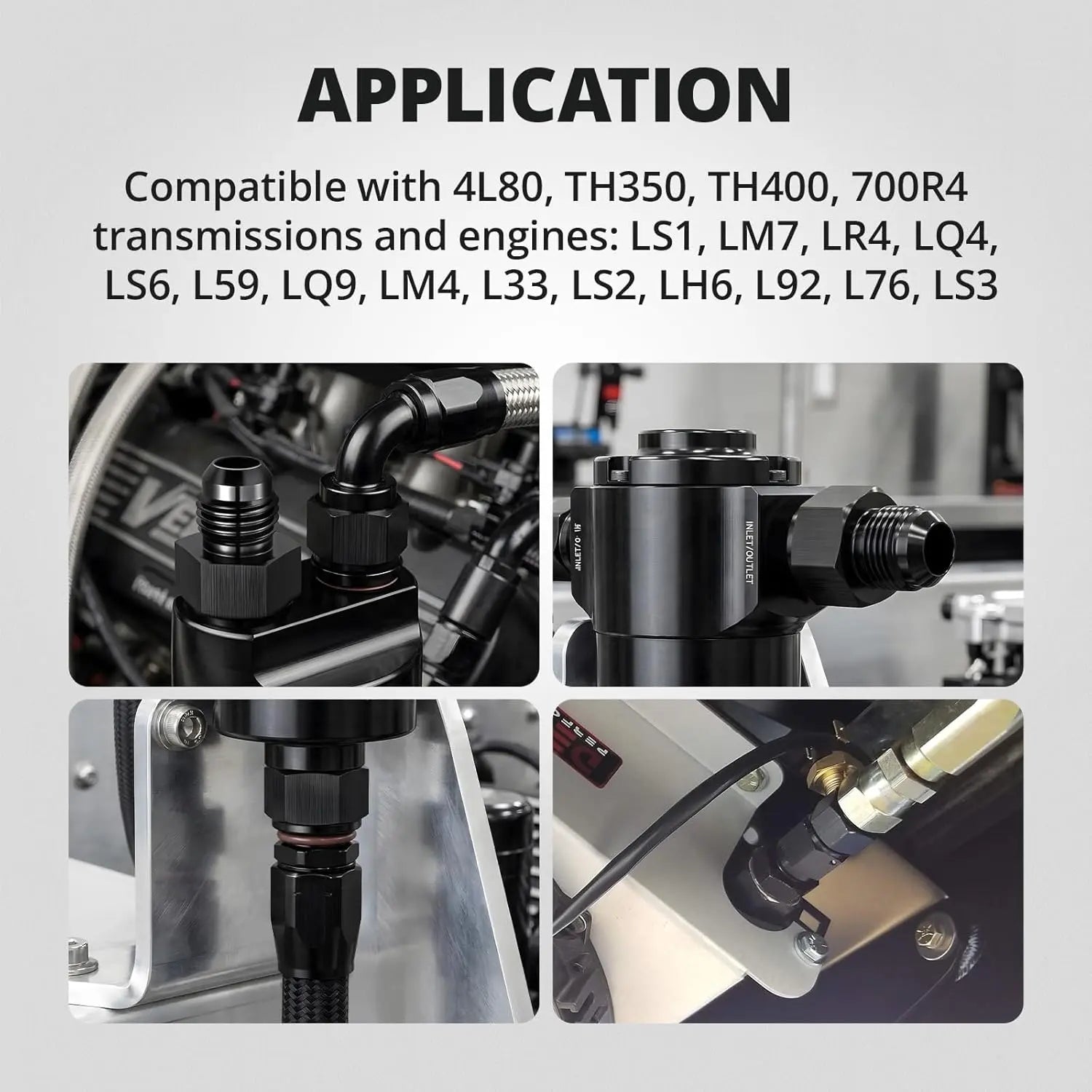 EVILENERGY EVIL ENERGY 6AN Male Flare to 1/4" NPSM Fitting, 4L80E Transmission Cooler Line AN Fittings, Aluminum, Fits 4L80E LS1 LM7 LR4 LQ4 LS6 L59 LQ9 LM4 L33 LS2 LH6 L92 L76 LS3 551124, Black, 2PCS