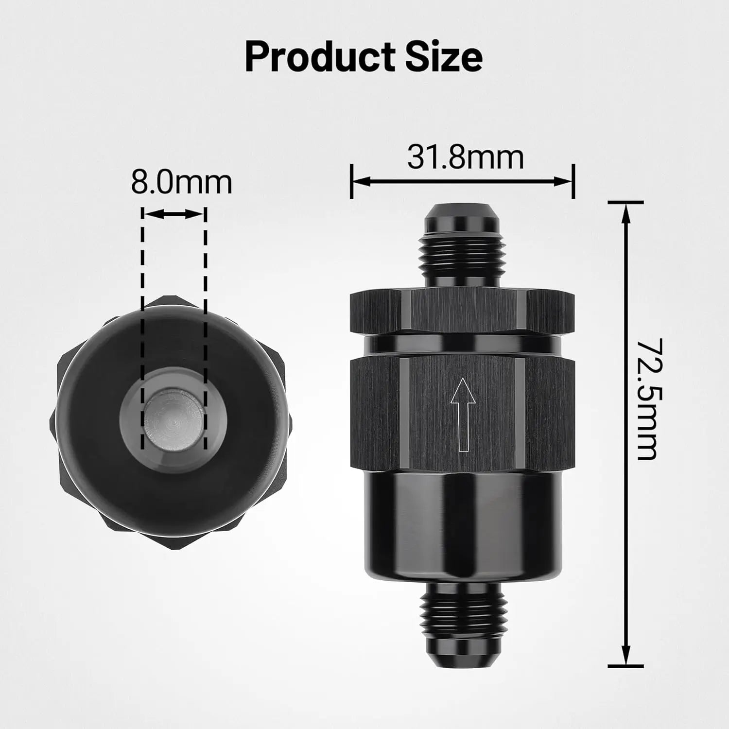 EVILENERGY EVIL ENERGY 6AN Male Non Return One Way Check Valve Fitting Aluminum Black
