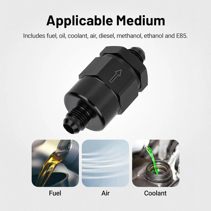 EVILENERGY EVIL ENERGY 6AN Male Non Return One Way Check Valve Fitting Aluminum Black