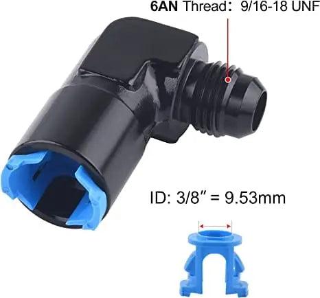 Evilenergy EVIL ENERGY 6AN Male to 3/8" or 5/16" SAE Quick-Disconnect Female 90 Degree Push-On EFI Fitting[6AN to 3/8 inch]