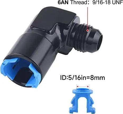 Evilenergy EVIL ENERGY 6AN Male to 3/8" or 5/16" SAE Quick-Disconnect Female 90 Degree Push-On EFI Fitting[6AN to 5/16 inch]