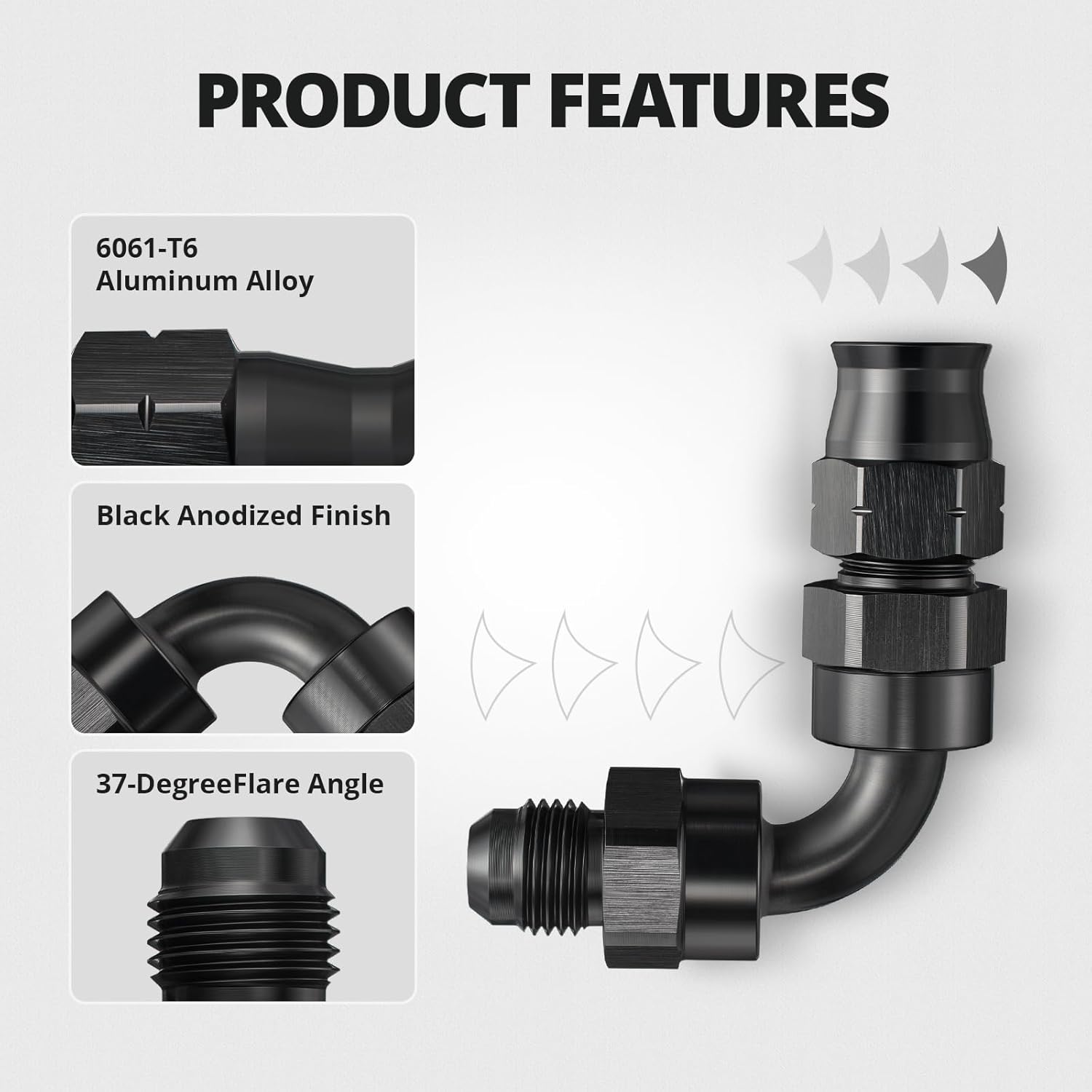 EVIL ENERGY 6AN/8AN to 3/8" Hardline Compression Adapter – 90 Degree Aluminum Fitting - EVILENERGY