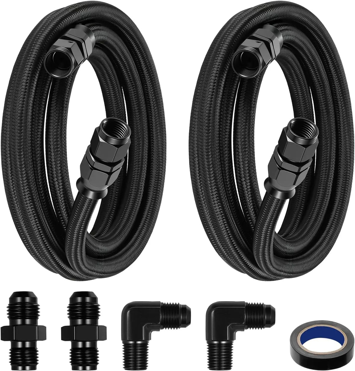 EVILENERGY EVIL ENERGY 6AN PTFE Transmission Line Kit 7FT for 4L60 700R4 TH350 TH400 | PTFE Inner Tube with 304 Stainless Steel Braid and Nylon Cover, 3Design for High Heat, Chemical Resistance & Durability