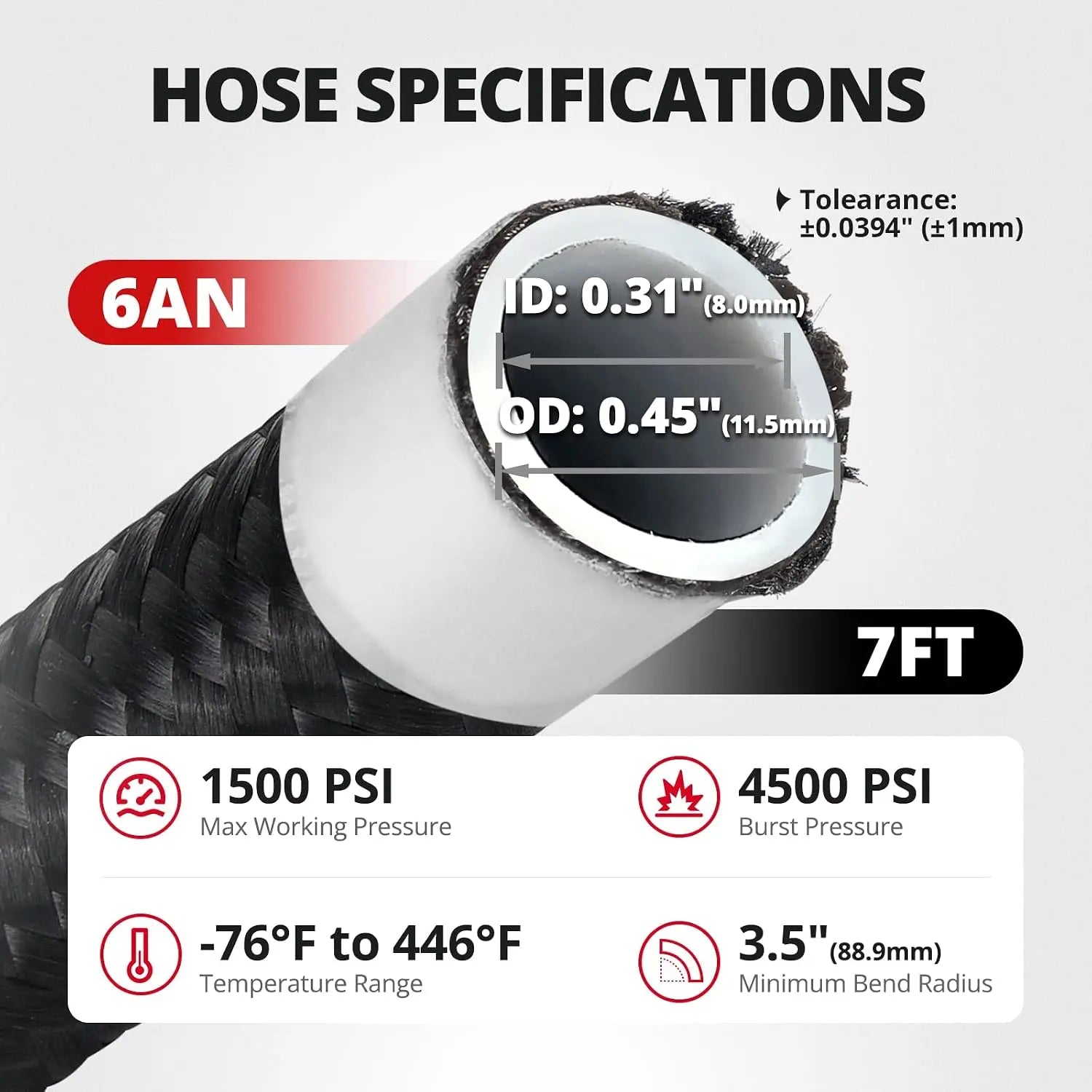 EVILENERGY EVIL ENERGY 6AN PTFE Transmission Line Kit 7FT for 4L60 700R4 TH350 TH400 | PTFE Inner Tube with 304 Stainless Steel Braid and Nylon Cover, 3Design for High Heat, Chemical Resistance & Durability