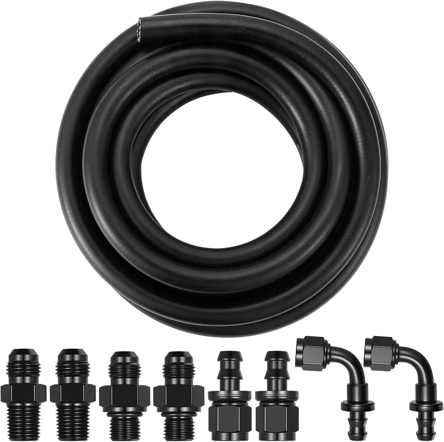 EVILENERGY EVIL ENERGY 6AN Rubber Transmission Cooler Line Kit 15FT for 4L60E 4L65E | NBR Inner Tube with Polyester Braid and CPE Cover, 3-Layer Reinforced Design for Oil Resistance, Flexibility & Durability