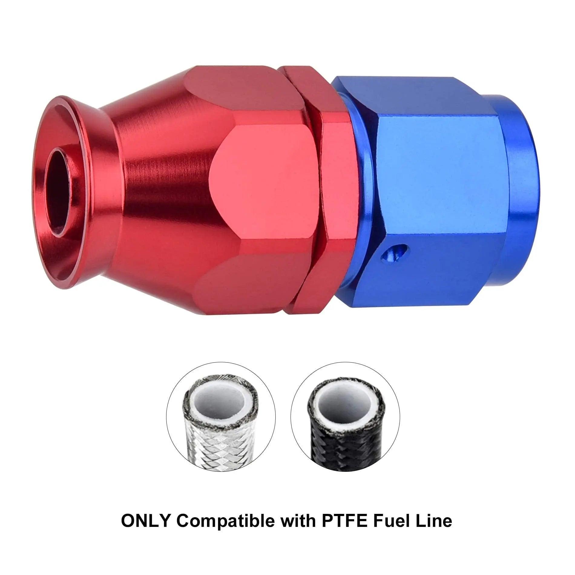 EVIL ENERGY PTFE AN Hose Ends Straight Aluminum Blue&Red