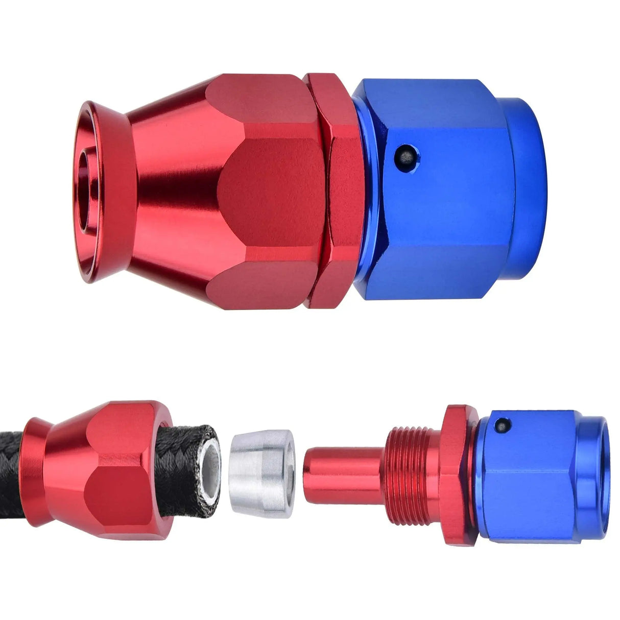 Evilenergy EVIL ENERGY 6AN Straight PTFE Hose End Only for PTFE E85 Fuel Line Fitting Adapter Blue&Red 2 PCS