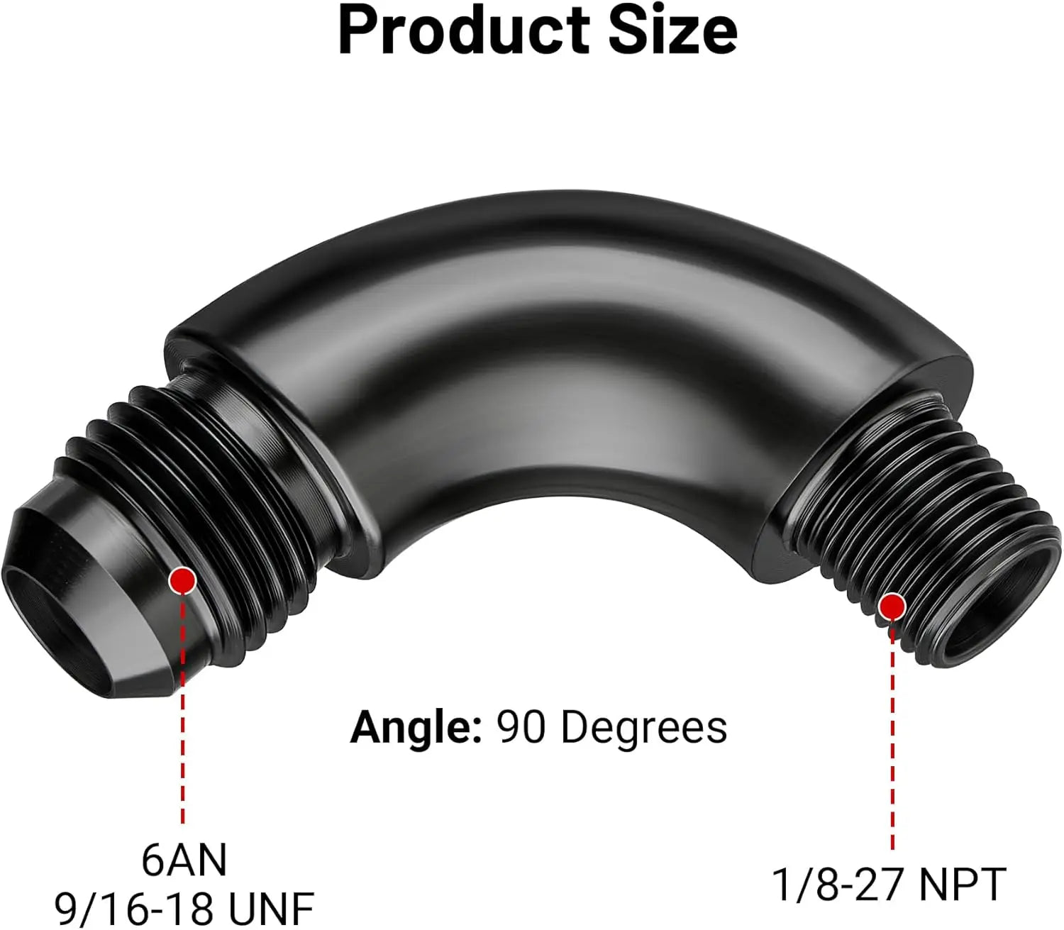 EVILENERGY EVIL ENERGY 6AN to 1/8" NPT Male 90 Degree One Piece Full Flow Fitting Adapter Aluminum Black[90 Degree]