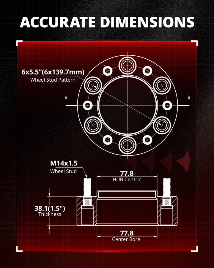 EVIL ENERGY 6X5.5 Wheel Spacers Ram 1500 2019-2022 Centric Tire Spacer 4PCS [1.5 inch ]