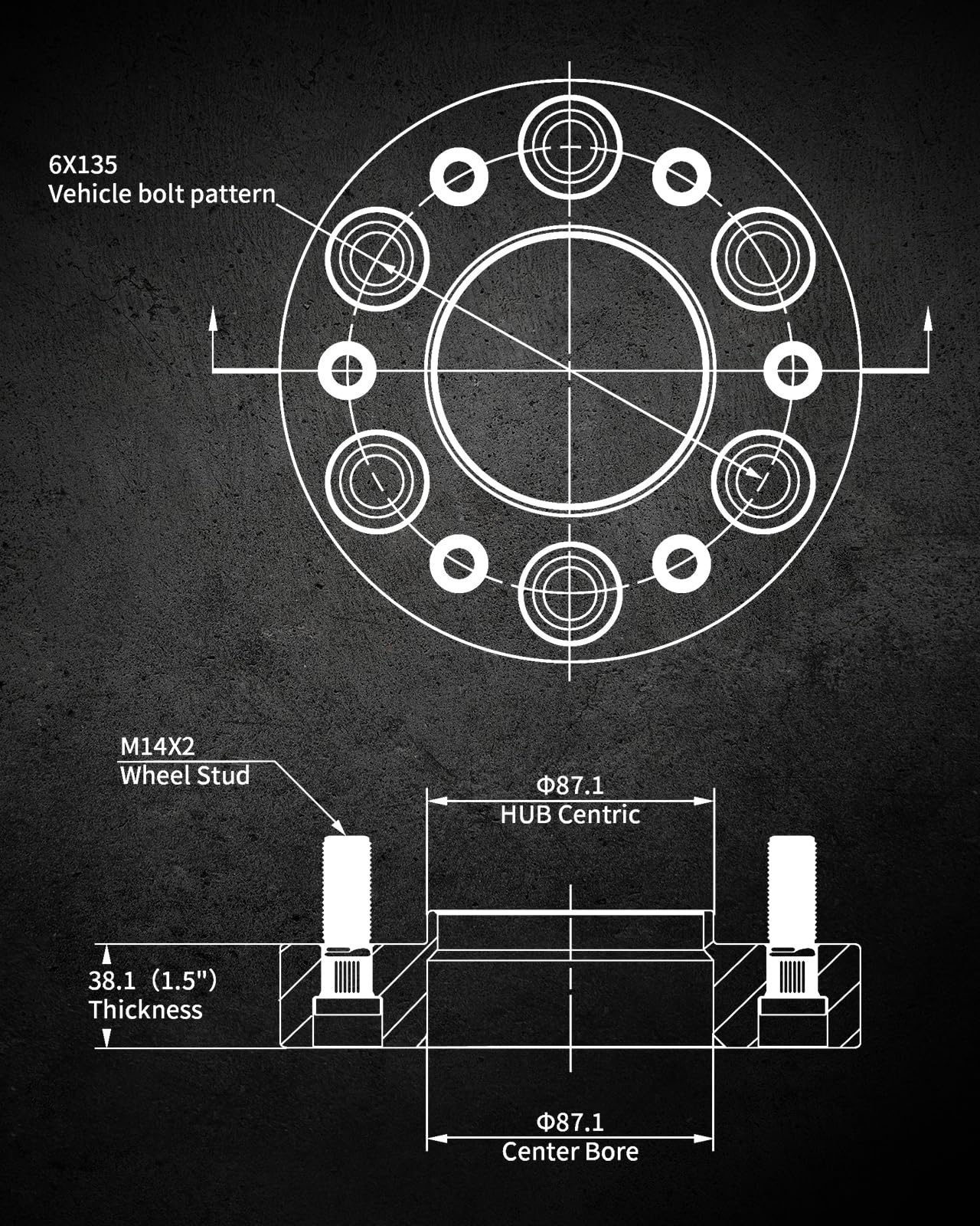 EVIL ENERGY Hubcentric Wheel Spacers 6X135 for Ford F150 2004-2014 – 4PCS (1.5/2 Inch） - EVILENERGY