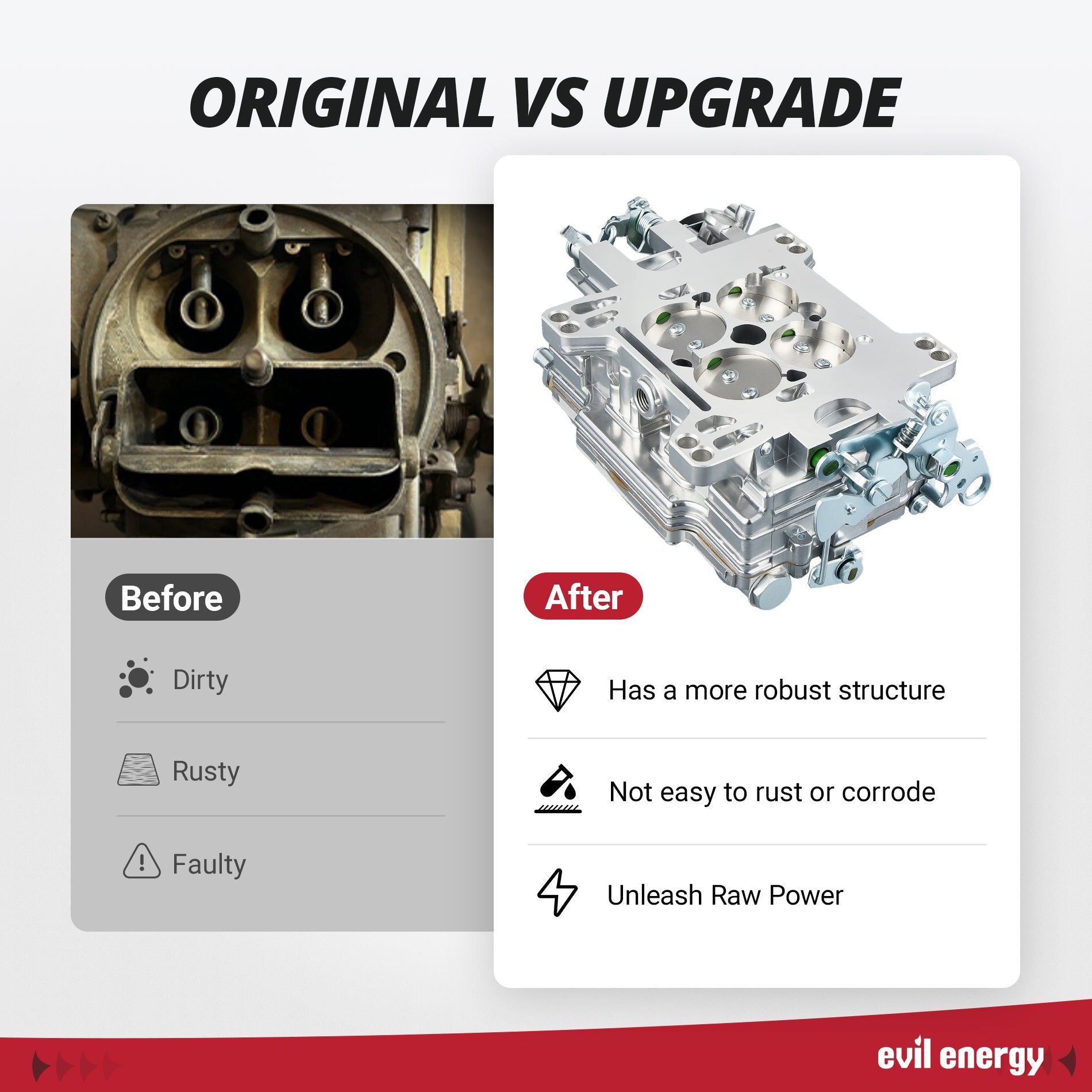 EVIL ENERGY Marine 750 CFM 4 - Barrel Carburetor upgrade, robust structure, corrosion - resistant for marine engines