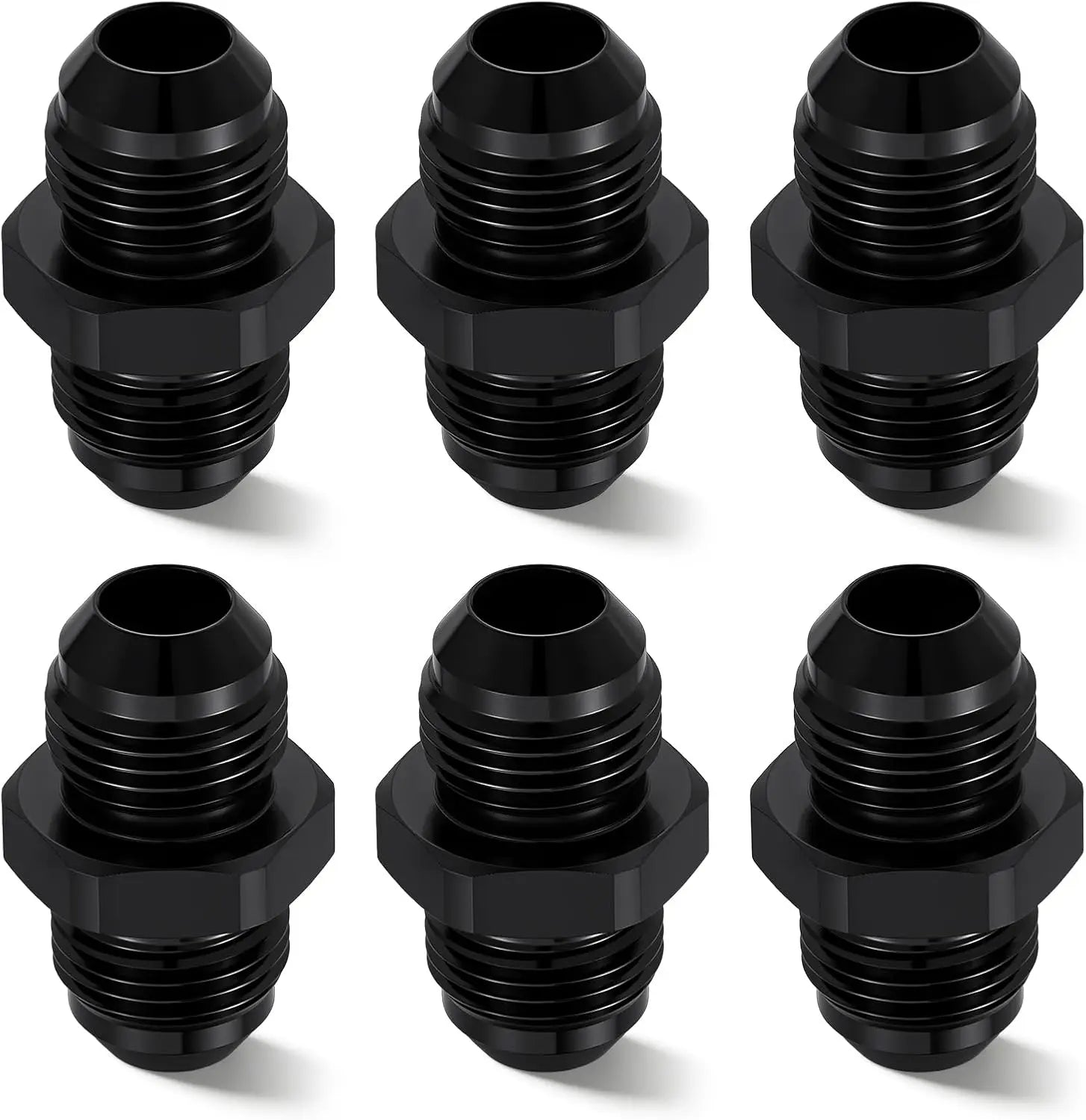 EVILENERGY EVIL ENERGY 8/10AN Male to 8/10AN Male Flare Coupler Union Straight Fuel Hose Adapter Fitting Aluminum Connector Black 6PCS