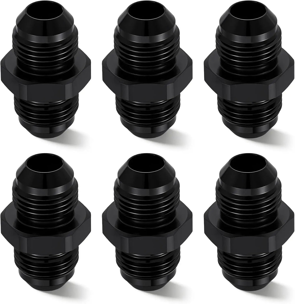 EVILENERGY EVIL ENERGY 8/10AN Male to 8/10AN Male Flare Coupler Union Straight Fuel Hose Adapter Fitting Aluminum Connector Black 6PCS