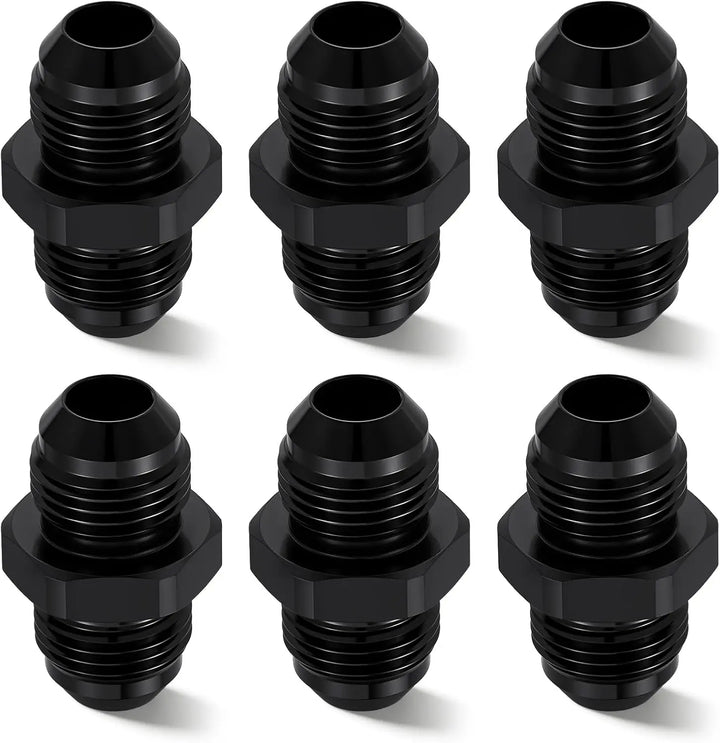 EVILENERGY EVIL ENERGY 8/10AN Male to 8/10AN Male Flare Coupler Union Straight Fuel Hose Adapter Fitting Aluminum Connector Black 6PCS