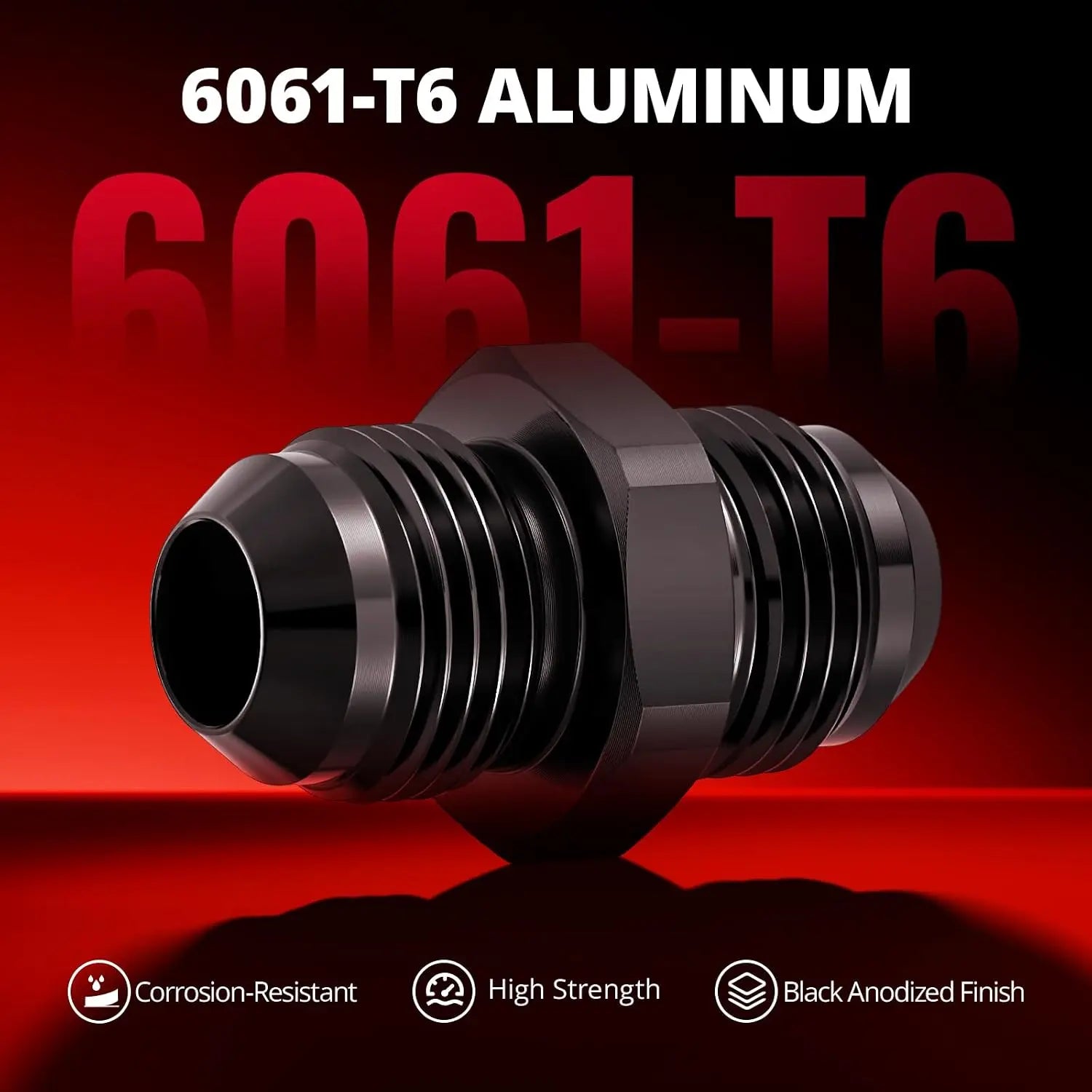 EVILENERGY EVIL ENERGY 8/10AN Male to 8/10AN Male Flare Coupler Union Straight Fuel Hose Adapter Fitting Aluminum Connector Black 6PCS