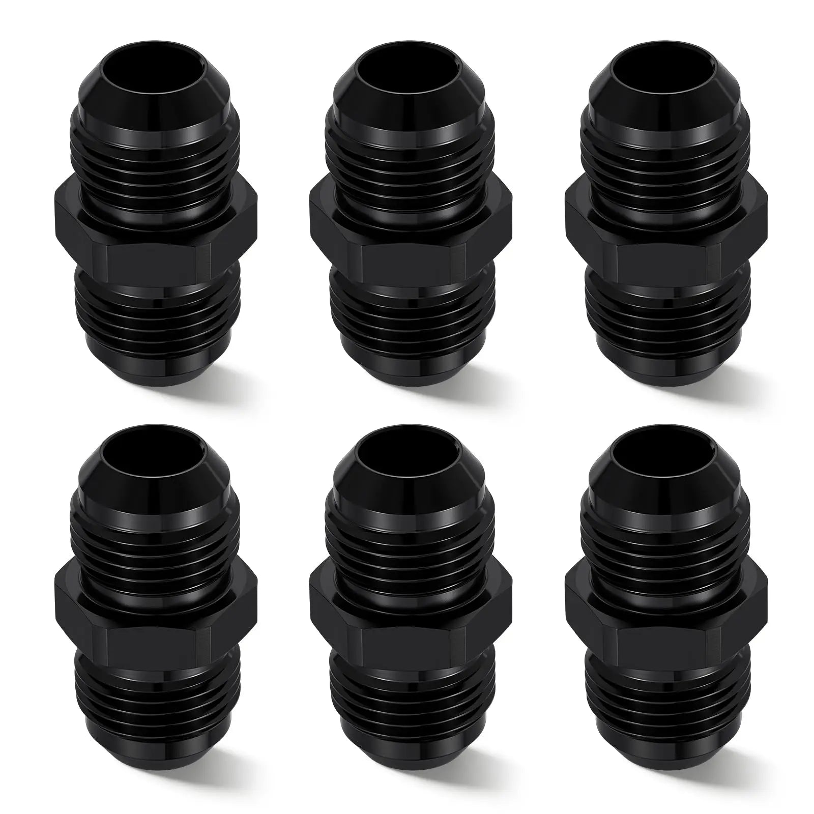 EVILENERGY EVIL ENERGY 8/10AN Male to 8/10AN Male Flare Coupler Union Straight Fuel Hose Adapter Fitting Aluminum Connector Black 6PCS