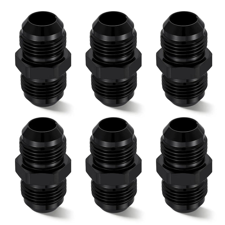 EVILENERGY EVIL ENERGY 8/10AN Male to 8/10AN Male Flare Coupler Union Straight Fuel Hose Adapter Fitting Aluminum Connector Black 6PCS