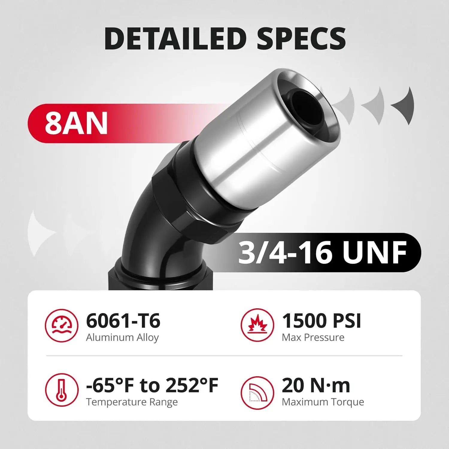 EVILENERGY EVIL ENERGY 8AN 45 Degree Crimp Swivel Hose End Fitting for CPE Braided Hose