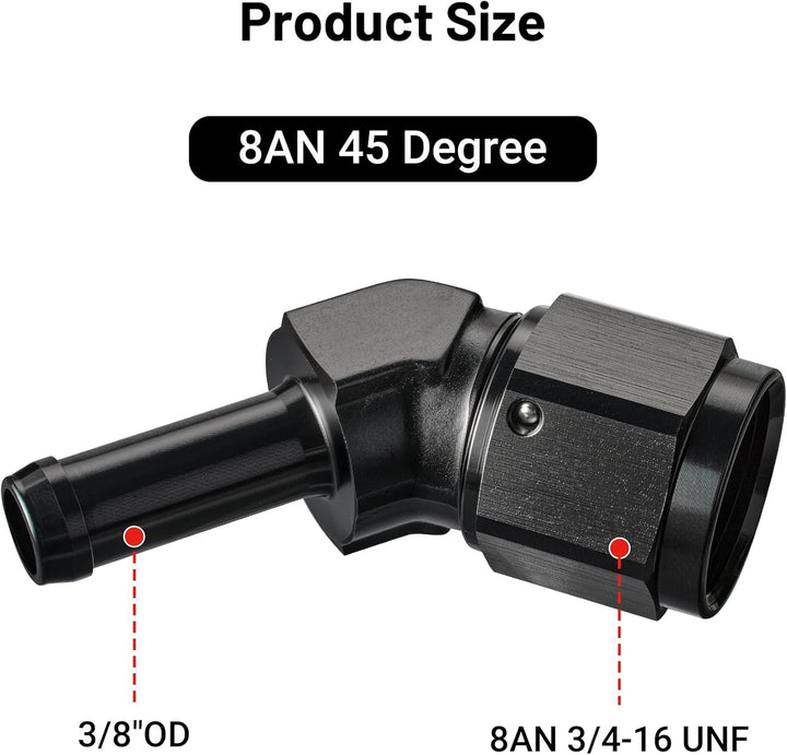 [8AN to 3/8 Inch,45 Degree]