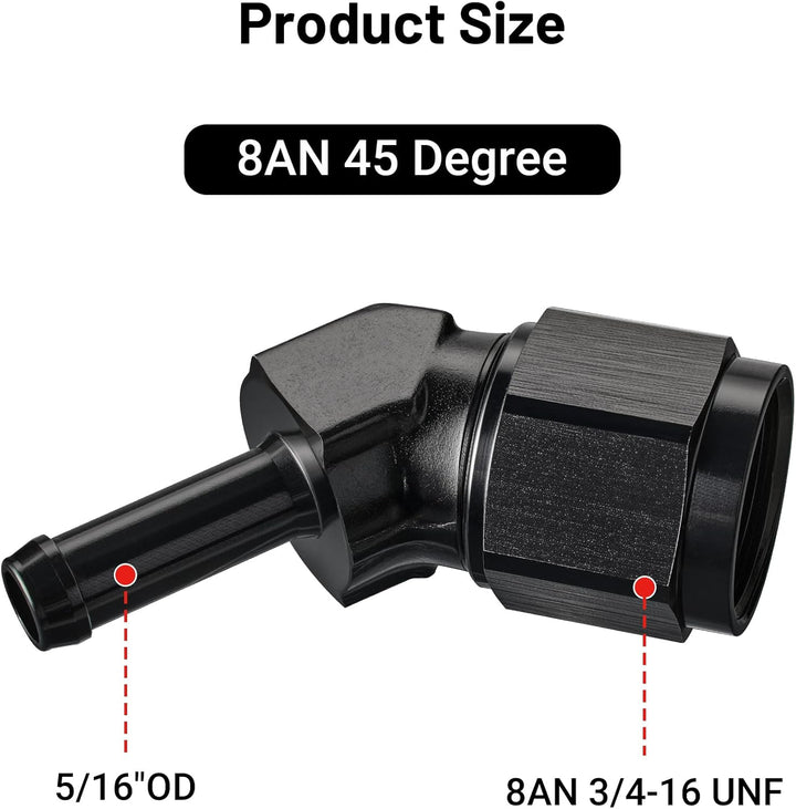 [8AN to 5/16 Inch,45 Degree]