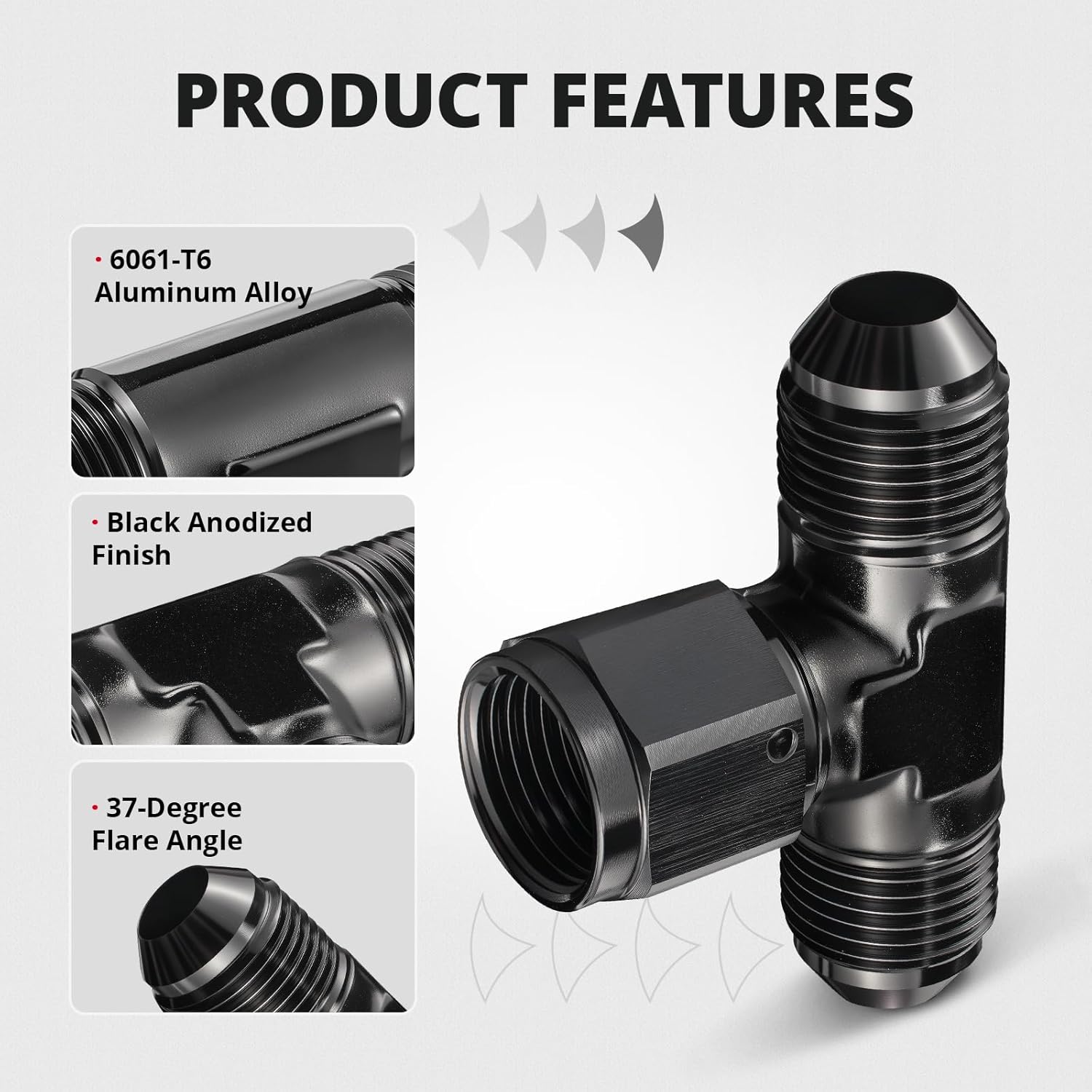 EVIL ENERGY 6/8/10AN Male Tee to AN Female Swivel On Side Adapter – Black Aluminum Fitting 2PCS - EVILENERGY