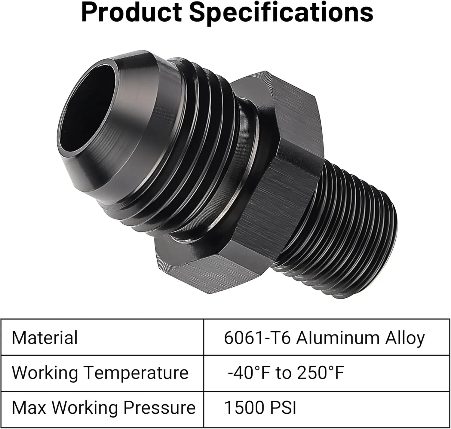 EVILENERGY EVIL ENERGY 8AN to 1/4 BSPT Pipe Fitting Adapter Aluminum Straight Black