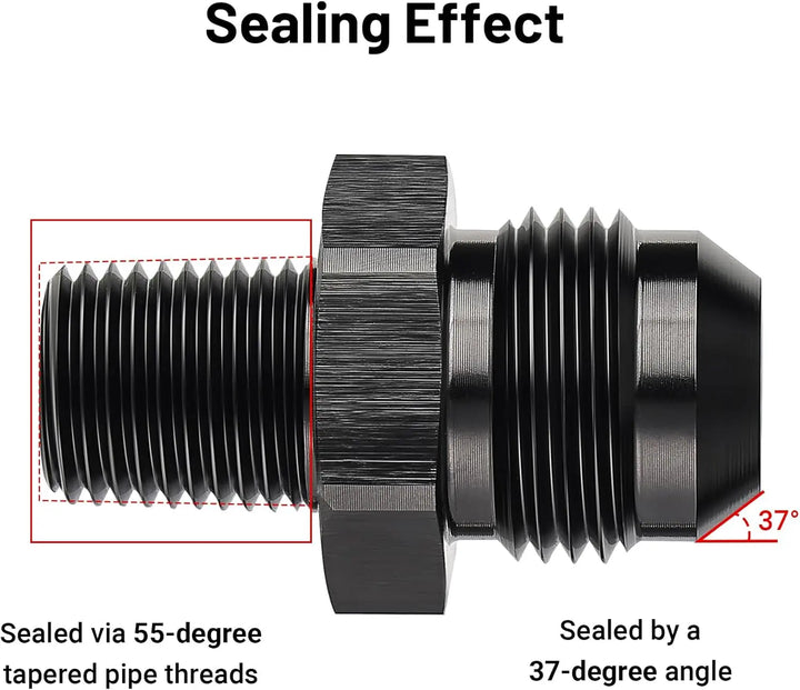 EVILENERGY EVIL ENERGY 8AN to 1/4 BSPT Pipe Fitting Adapter Aluminum Straight Black
