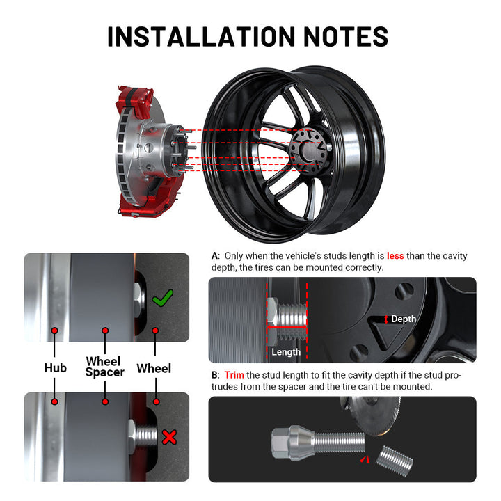 EVIL ENERGY 8x165.1mm  1.5//2inch Wheel Spacers for Chevrolet, GMC Heavy - Duty & Hummer H2 (1999 - 2009) 2/4 - Piece Set with 14x1.5 Bolts, 126.15 Hub Bore - EVILENERGY