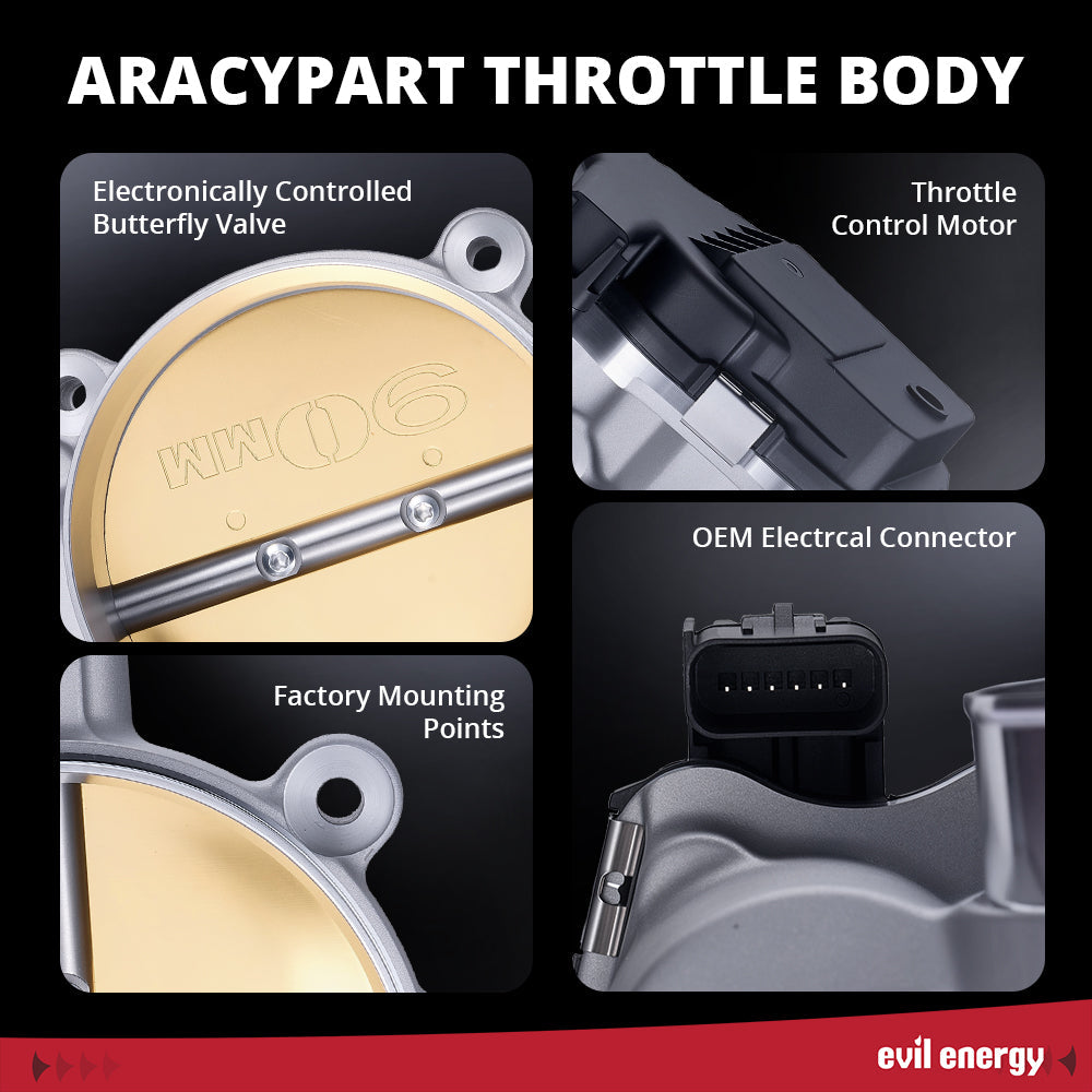 EVIL ENERGY 90mm Electronic Throttle Body - Features: Electronically Controlled Butterfly Valve, Throttle Control Motor