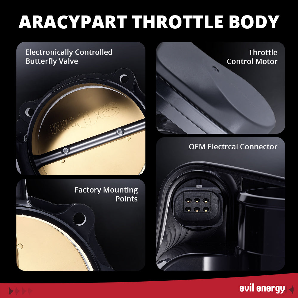 EVIL ENERGY 90mm Electronic Throttle Body - Features: Electronically Controlled Butterfly Valve, Throttle Control Motor