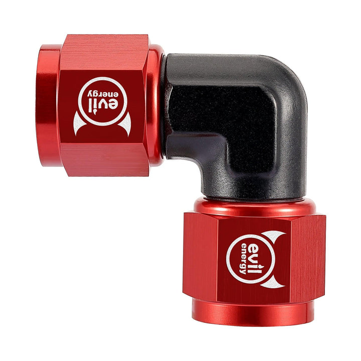 EVIL ENERGY AN Female 90 Degree Low Profile Swivel Coupler Union Red&Black Fitting Adapter Aluminum - EVILENERGY