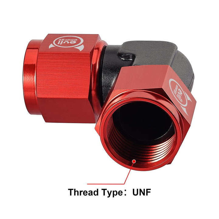 EVIL ENERGY AN Female 90 Degree Low Profile Swivel Coupler Union Red&Black Fitting Adapter Aluminum - EVILENERGY