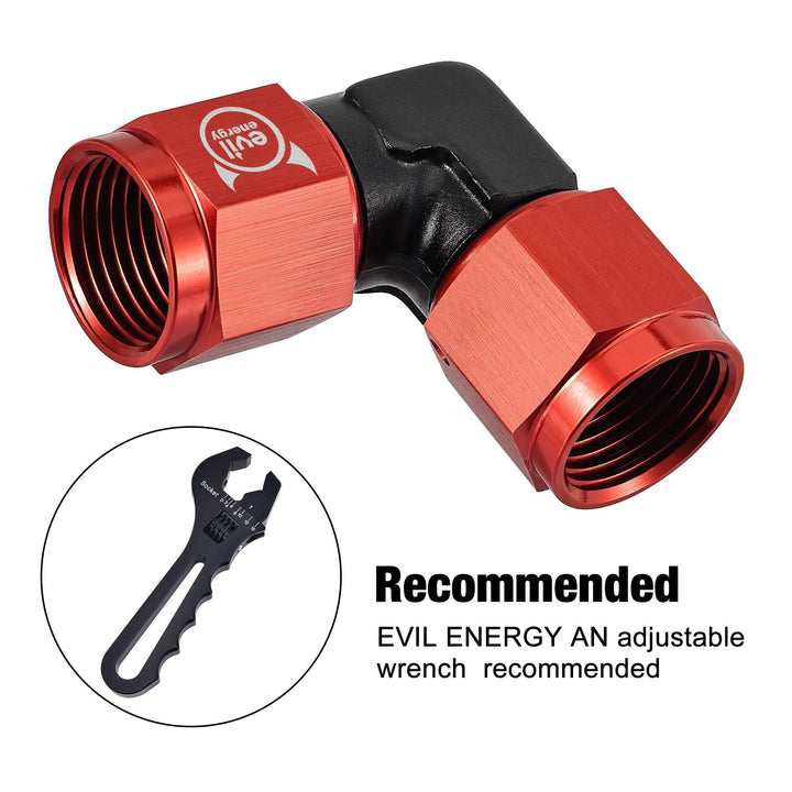 EVIL ENERGY AN Female 90 Degree Low Profile Swivel Coupler Union Red&Black Fitting Adapter Aluminum - EVILENERGY