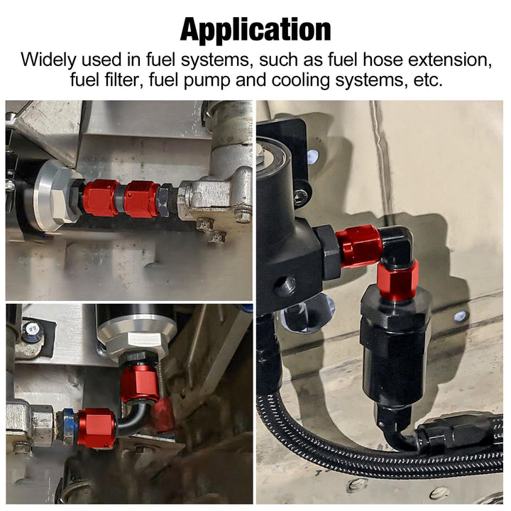EVIL ENERGY AN Female 90 Degree Low Profile Swivel Coupler Union Red&Black Fitting Adapter Aluminum - EVILENERGY