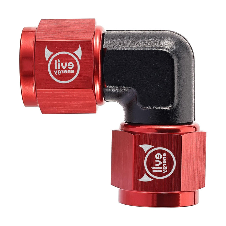 EVIL ENERGY AN Female 90 Degree Low Profile Swivel Coupler Union Red&Black Fitting Adapter Aluminum - EVILENERGY