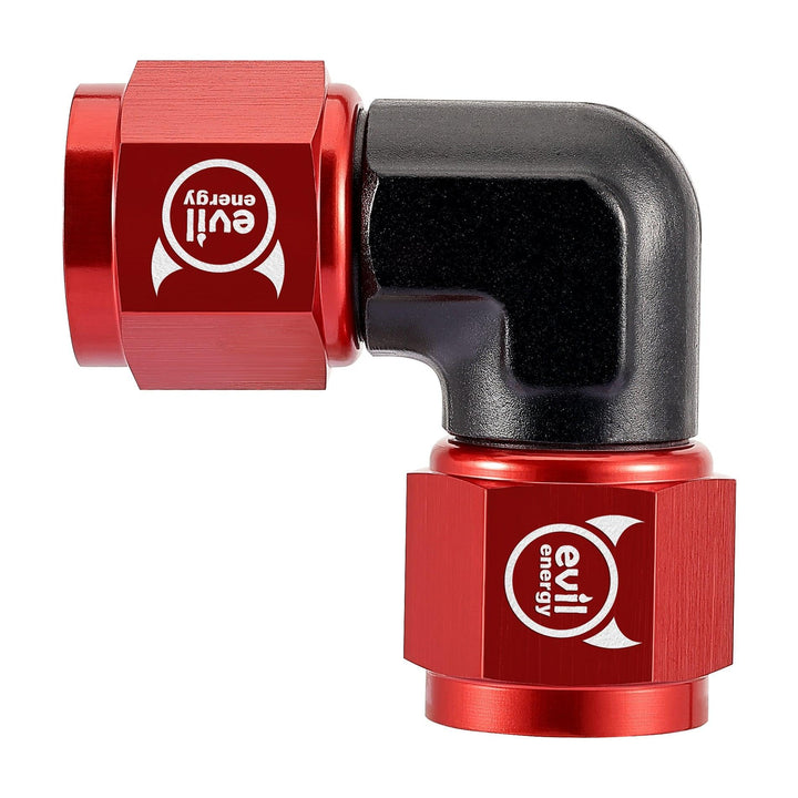 EVIL ENERGY AN Female 90 Degree Low Profile Swivel Coupler Union Red&Black Fitting Adapter Aluminum - EVILENERGY