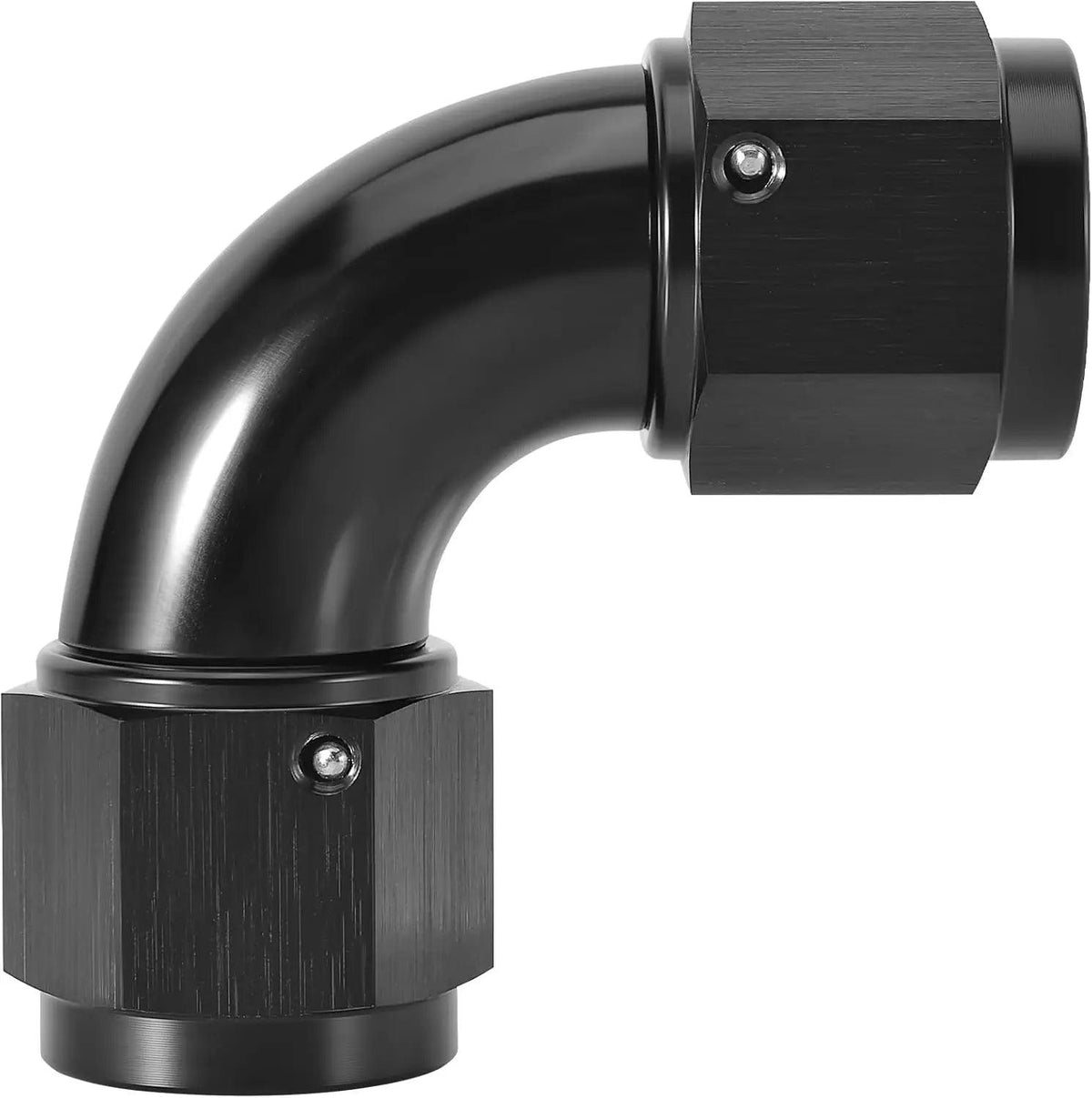 Female 8AN To Female 8AN 90 Degree Swivel Coupler Union Fitting - Black Anodized Aluminum