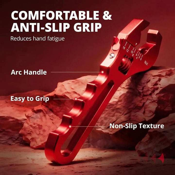 EVILENERGY EVIL ENERGY AN Fittings Wrench 3AN-16AN with 4" Magnetic Vise Jaw Pad | Adjustable Aluminum Hose Fitting Wrench, Multi-Groove Clamping Protector, Non-Marring Design for Auto Repair[Red] 