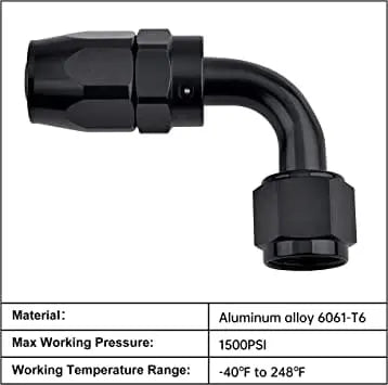 evilenergy EVIL ENERGY 4/6/8/10/12AN Hose End Fitting 90 Degree Swivel Aluminum Black