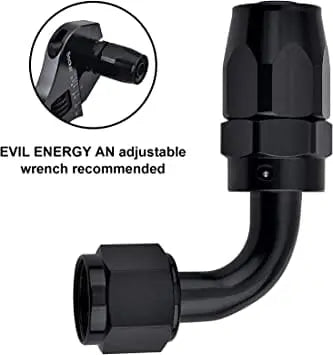 evilenergy EVIL ENERGY 4/6/8/10/12AN Hose End Fitting 90 Degree Swivel Aluminum Black