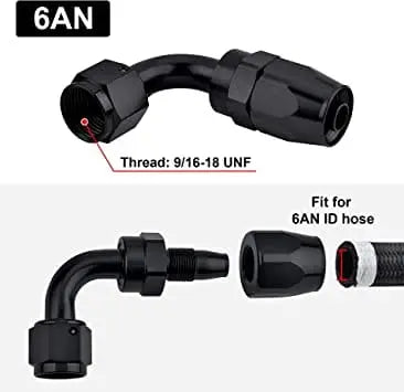 evilenergy EVIL ENERGY 4/6/8/10/12AN Hose End Fitting 90 Degree Swivel Aluminum Black