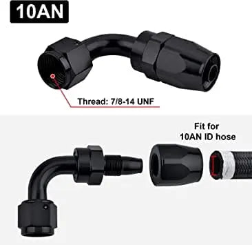 evilenergy EVIL ENERGY 4/6/8/10/12AN Hose End Fitting 90 Degree Swivel Aluminum Black