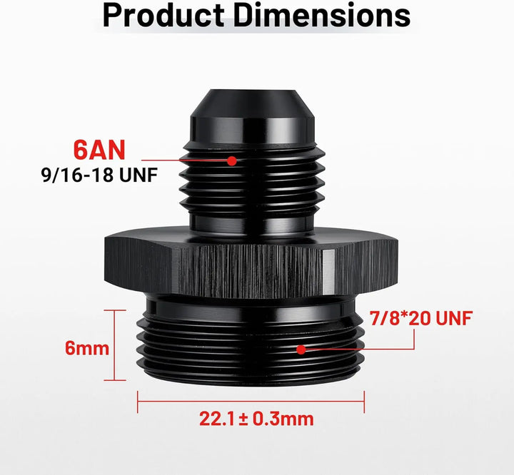 EVILENERGY EVIL ENERGY AN Male Flare to Male Carb Carburetor Fuel Inlet Fitting Adapter Aluminum Black Upgrade 1PC/2PC[6AN to 7/8-20]